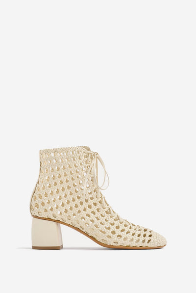 Chic hand–woven ankle boot