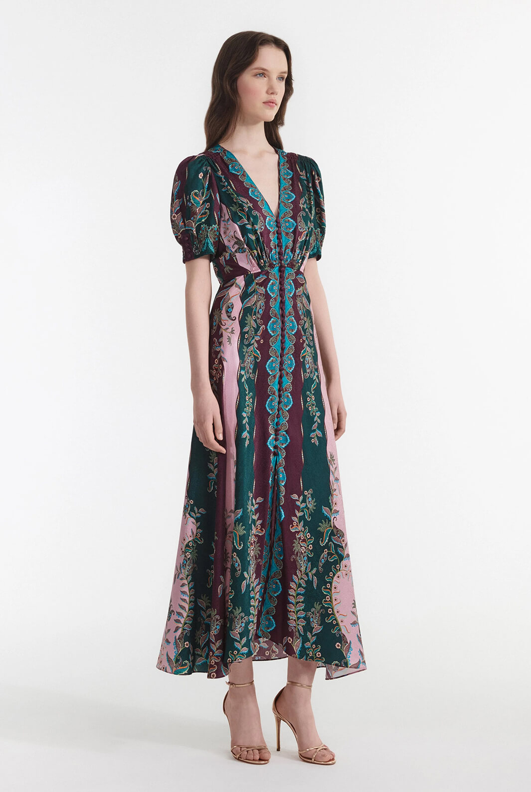 Lea Long Dress in Boteh Stripes  Blushportugal