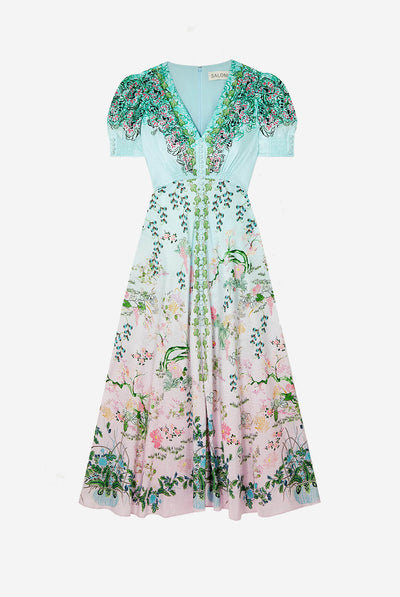 Lea floral-print silk-jacquard maxi dress