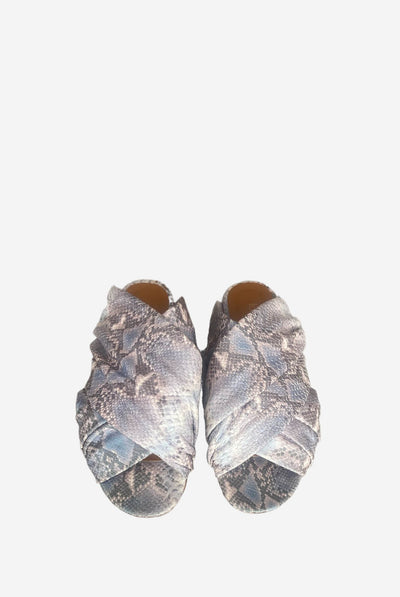 Printed Leather Flat Sandals