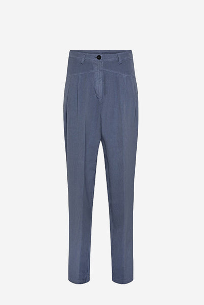 Trousers in viscose-and-linen crépe